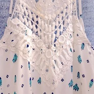 Adorable White Knit  and Blue Dress